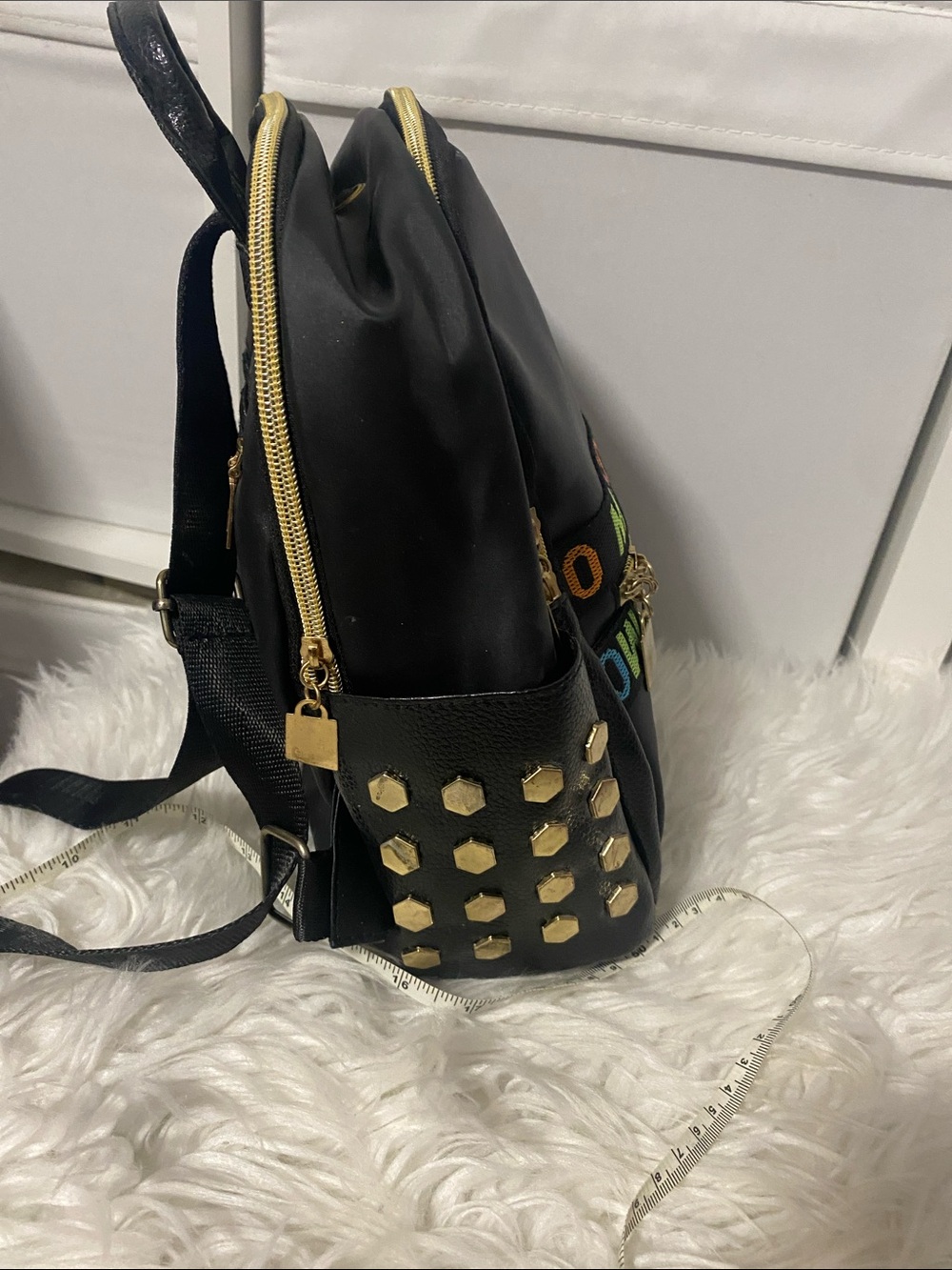 Black Mini Backpack with Multicolor Logo - Picture 5 of 8